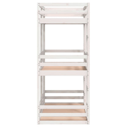 White Solid Pine Triple Bunk Bed Frame 90x200 cm - No Mattress
