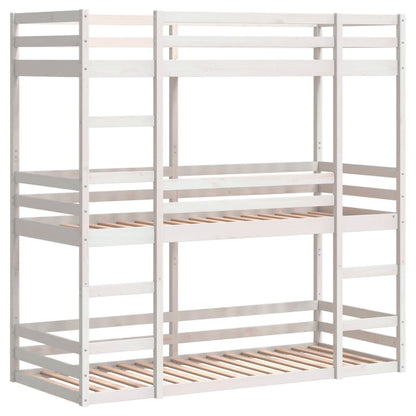 Triple Bunk Bed White Solid Wood Pine 90x190 cm (Mattress Not Included)