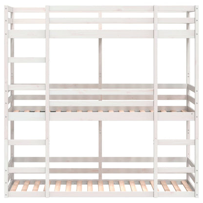 Triple Bunk Bed White Solid Wood Pine 90x190 cm (Mattress Not Included)