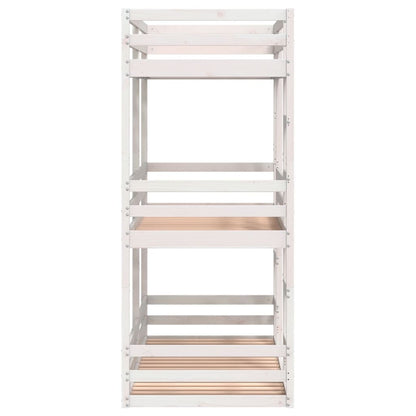 Triple Bunk Bed White Solid Wood Pine 90x190 cm (Mattress Not Included)