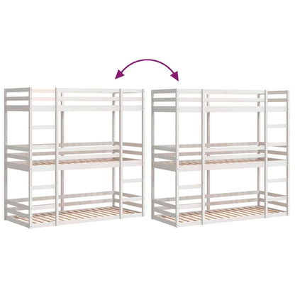 Triple Bunk Bed White Solid Wood Pine 90x190 cm (Mattress Not Included)