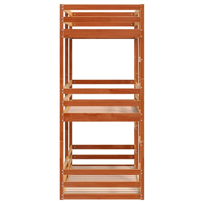 Wax Brown Solid Pine Triple Bunk Bed 90x190 cm - No Mattress Included