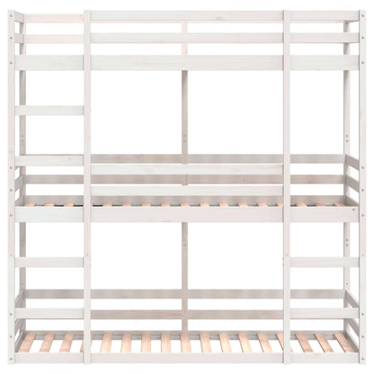 Solid Pine Triple Bunk Bed White 75x190 cm - No Mattress Included