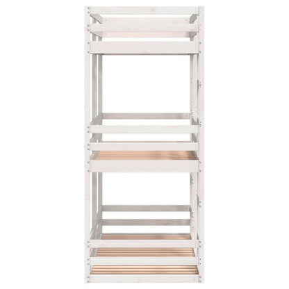 Solid Pine Triple Bunk Bed White 75x190 cm - No Mattress Included