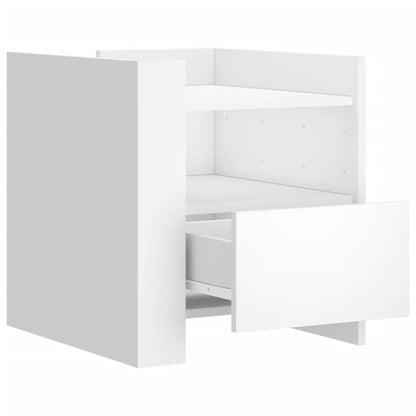Sleek White Bedside Cabinet 45x50x50 cm - Engineered Wood Design
