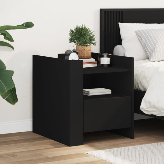 Black Engineered Wood Bedside Cabinet - 45x50x50 cm