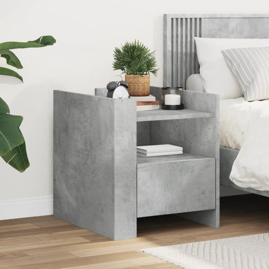 Concrete Grey Bedside Cabinet | 45x50x50 cm Engineered Wood