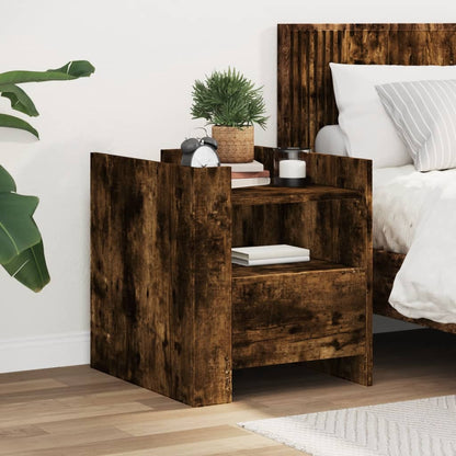 Smoked Oak Bedside Cabinet - 45x50x50 cm, Engineered Wood