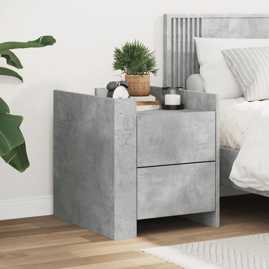 Concrete Grey Bedside Cabinet, 45x50x50cm, Engineered Wood