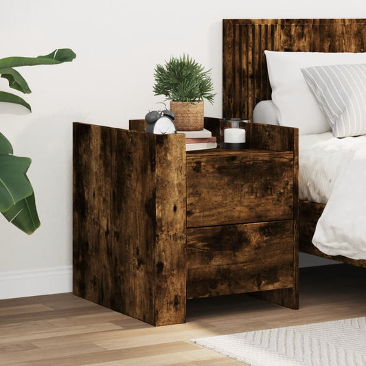 Smoked Oak Bedside Cabinet 45x50x50 cm - Engineered Wood