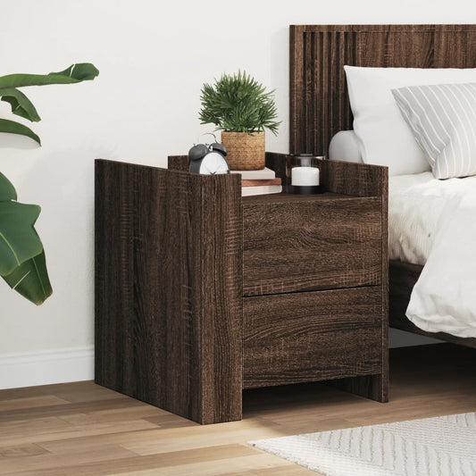 Brown Oak Bedside Cabinet 45x50x50 cm - Engineered Wood