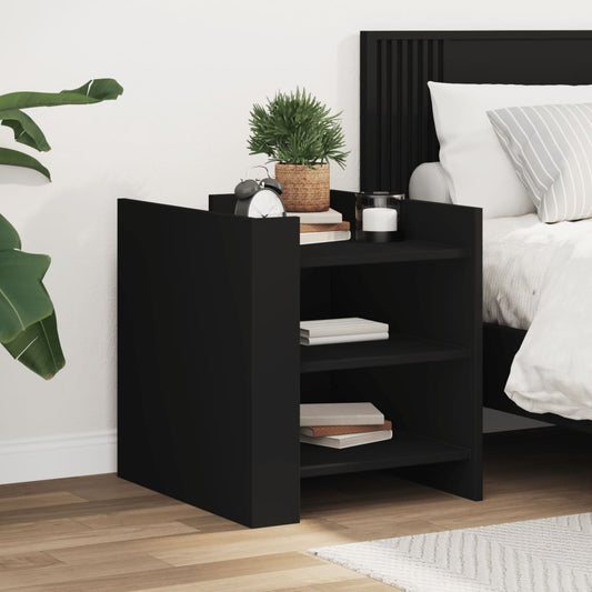 Black Engineered Wood Bedside Cabinet - 45x50x50 cm