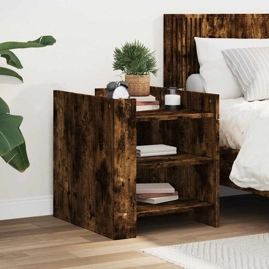Smoked Oak Bedside Cabinet 45x50x50 cm - Engineered Wood