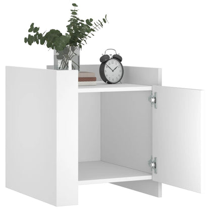 Sleek White Bedside Cabinet 45x50x50 cm - Engineered Wood Design