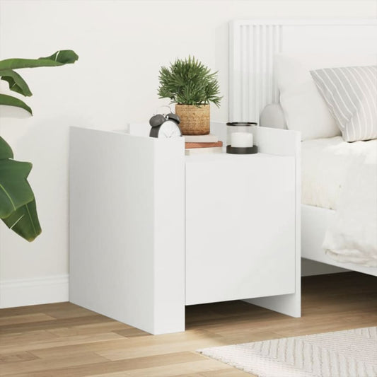 Sleek White Bedside Cabinet 45x50x50 cm - Engineered Wood Design