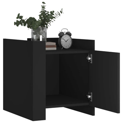 Sleek Black Bedside Cabinet 45x50x50 cm - Durable Engineered Wood