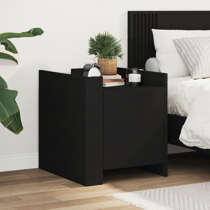 Sleek Black Bedside Cabinet 45x50x50 cm - Durable Engineered Wood