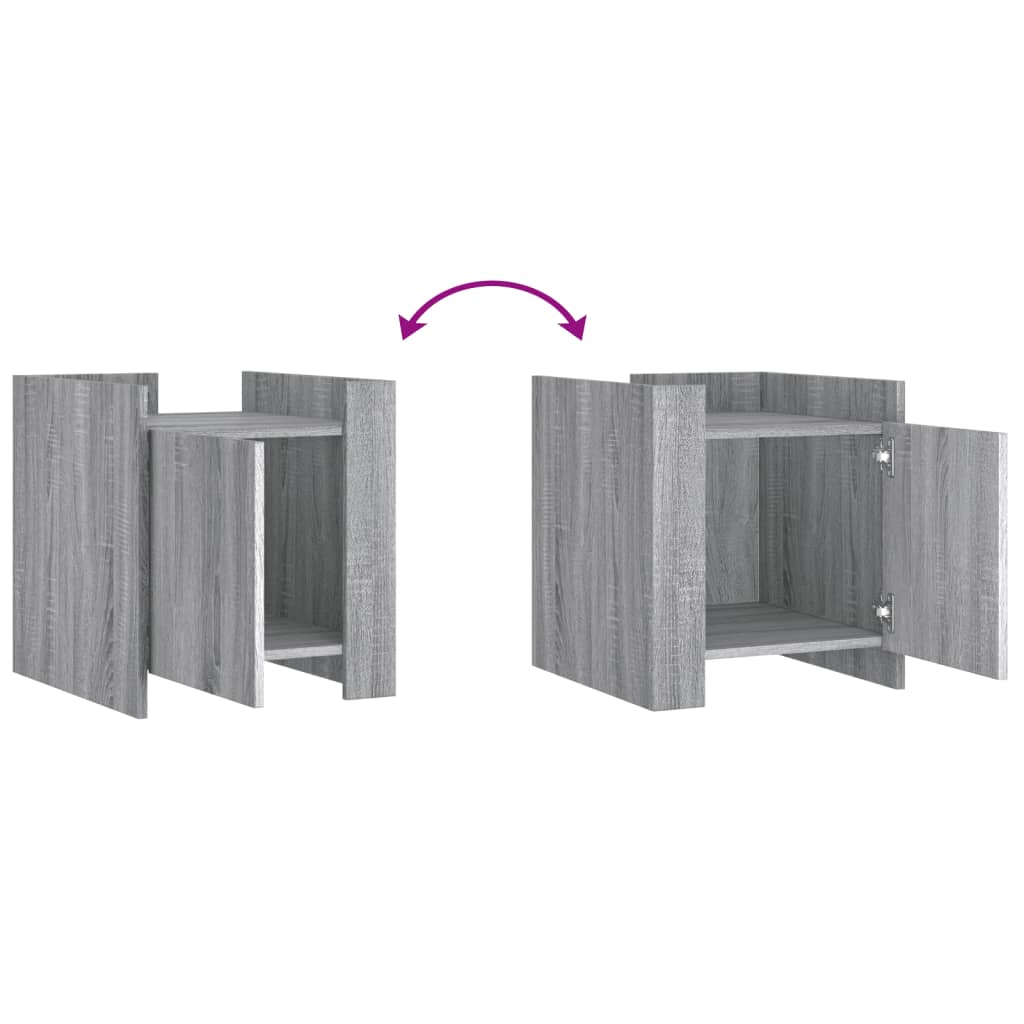 Grey Sonoma Engineered Wood Bedside Cabinet 45x50x50 cm