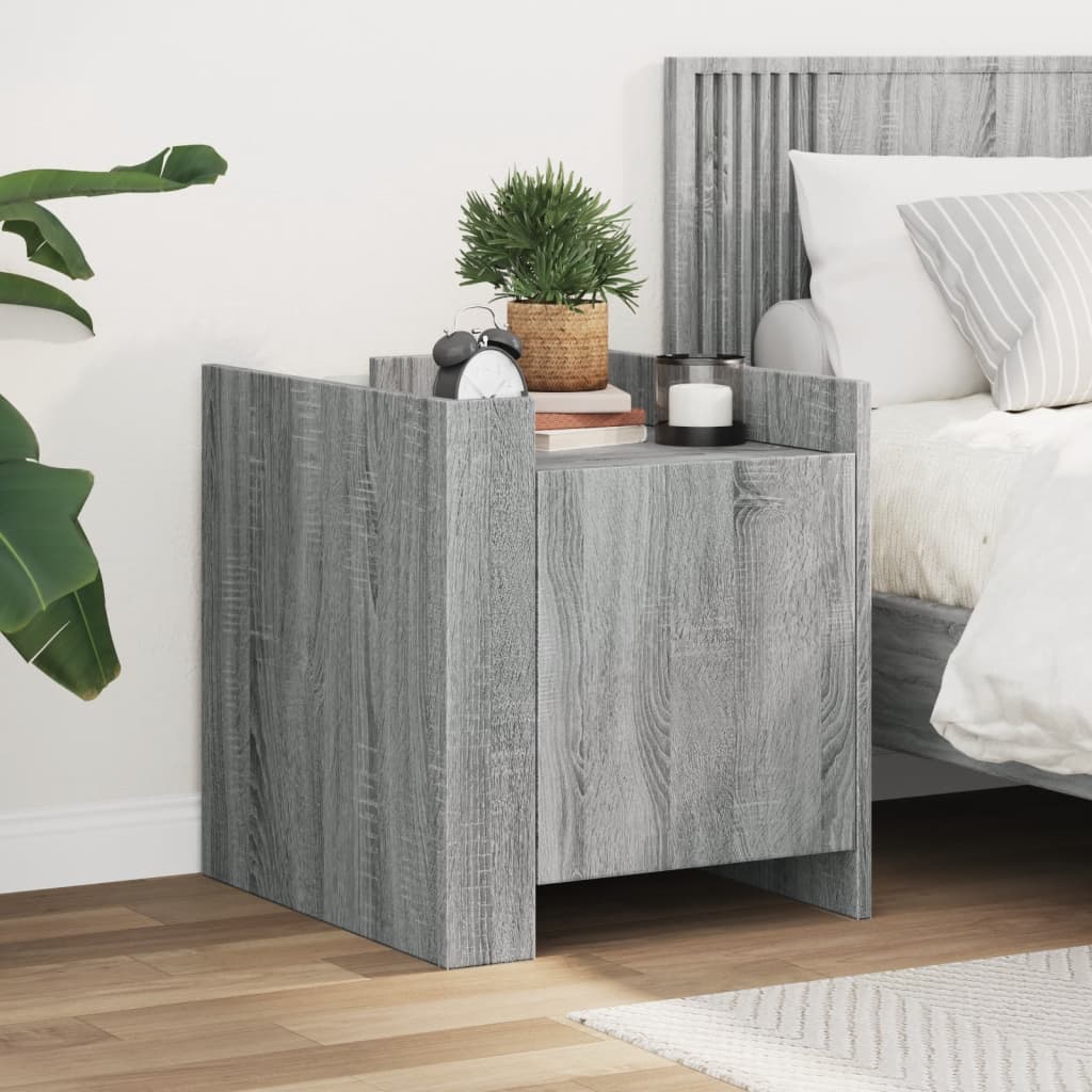 Grey Sonoma Engineered Wood Bedside Cabinet 45x50x50 cm
