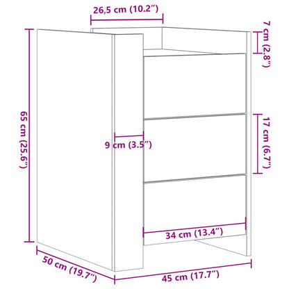 Bedside Cabinet White 45x50x65 cm Engineered Wood