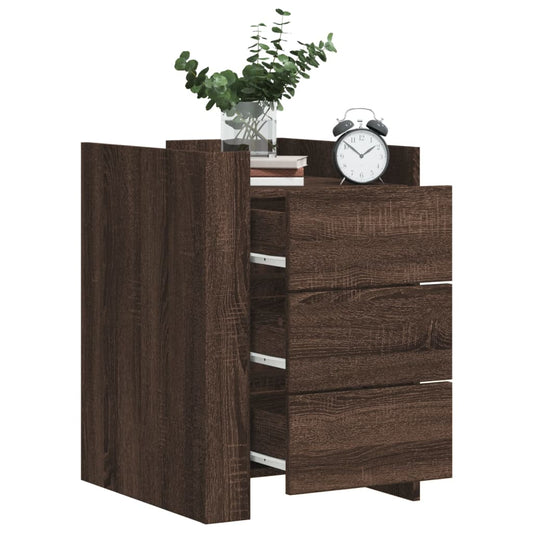 Brown Oak Bedside Cabinet - 45x50x65 cm Engineered Wood