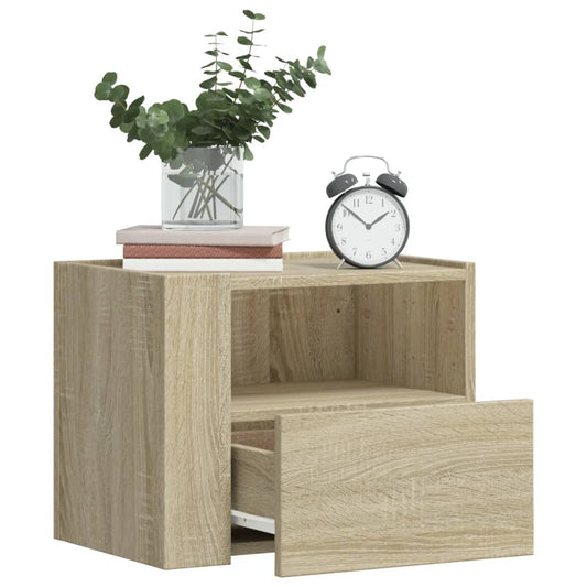 Pair of Sonoma Oak Wall-Mounted Bedside Cabinets, 45x30x35 cm