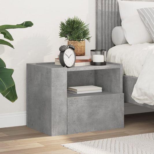 Concrete Grey Wall-mounted Bedside Cabinet 45x30x35 cm