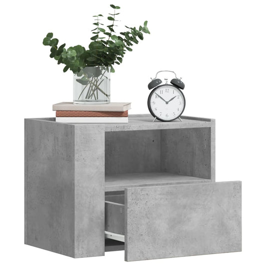 Concrete Grey Wall-Mounted Bedside Cabinets Set of 2, 45x30x35 cm