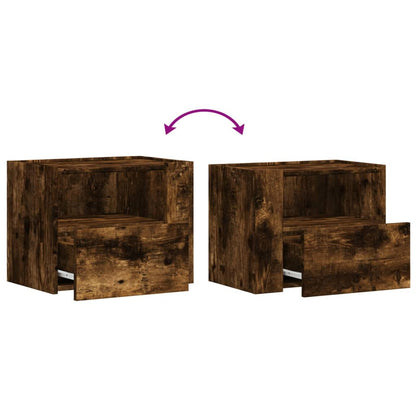 Smoked Oak Wall-Mounted Bedside Cabinet - 45x30x35 cm
