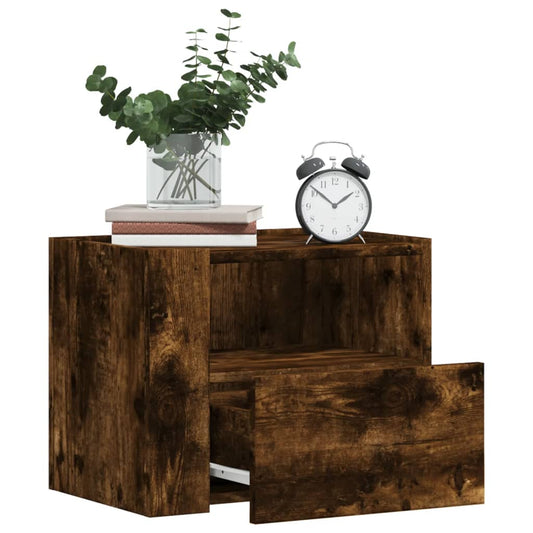 Smoked Oak Wall-Mounted Bedside Cabinets 2pcs - 45x30x35 cm