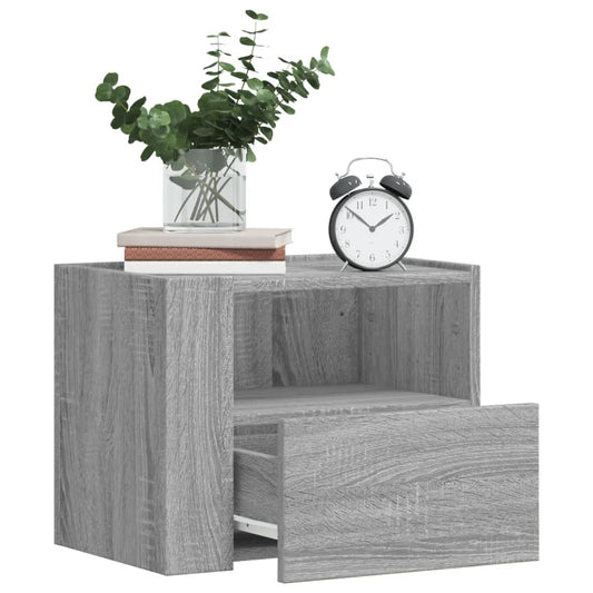 Grey Sonoma Wall-Mounted Bedside Cabinets, Set of 2 - 45x30x35 cm