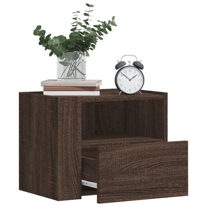 Brown Oak Wall-Mounted Bedside Cabinet 45x30x35 cm - Stylish Storage
