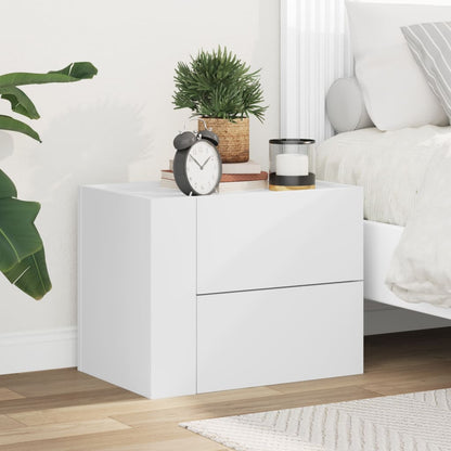 White Wall-Mounted Bedside Cabinet - Space-Saving 45x30x35 cm