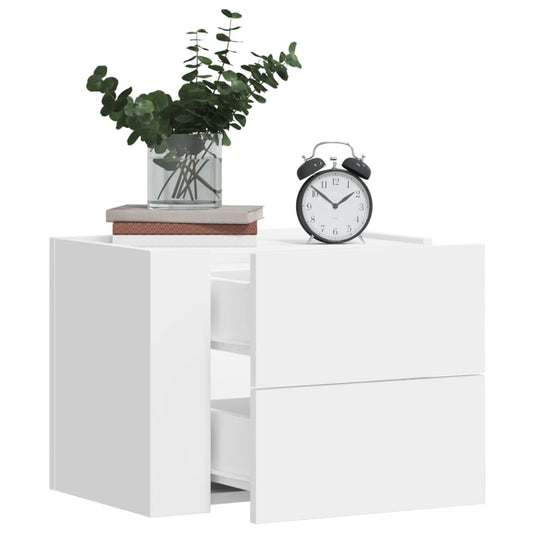 White Wall-Mounted Bedside Cabinet - Space-Saving 45x30x35 cm