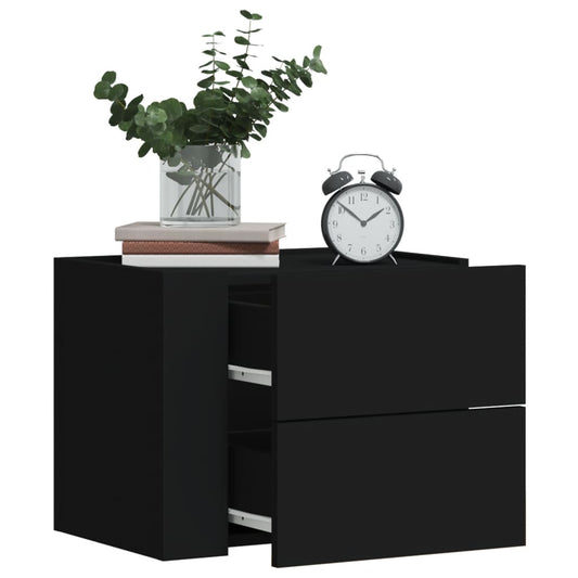 Sleek Black Wall-Mounted Bedside Cabinet 45x30x35 cm