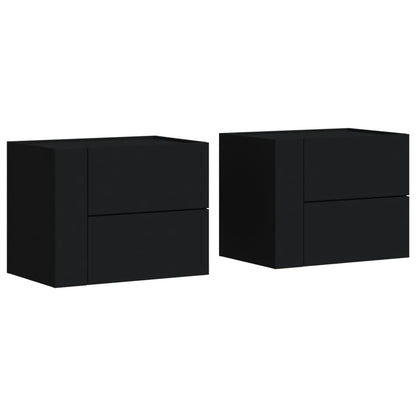 Set of 2 Black Wall-Mounted Bedside Cabinets 45x30x35 cm