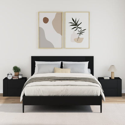 Set of 2 Black Wall-Mounted Bedside Cabinets 45x30x35 cm
