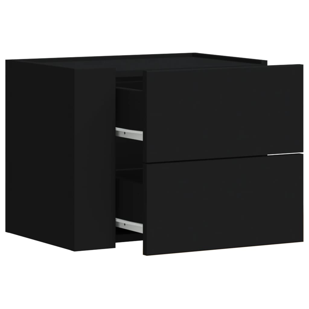 Set of 2 Black Wall-Mounted Bedside Cabinets 45x30x35 cm