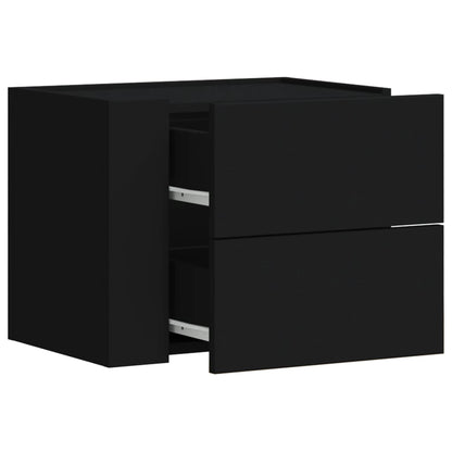 Set of 2 Black Wall-Mounted Bedside Cabinets 45x30x35 cm