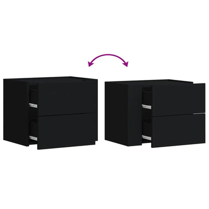 Set of 2 Black Wall-Mounted Bedside Cabinets 45x30x35 cm