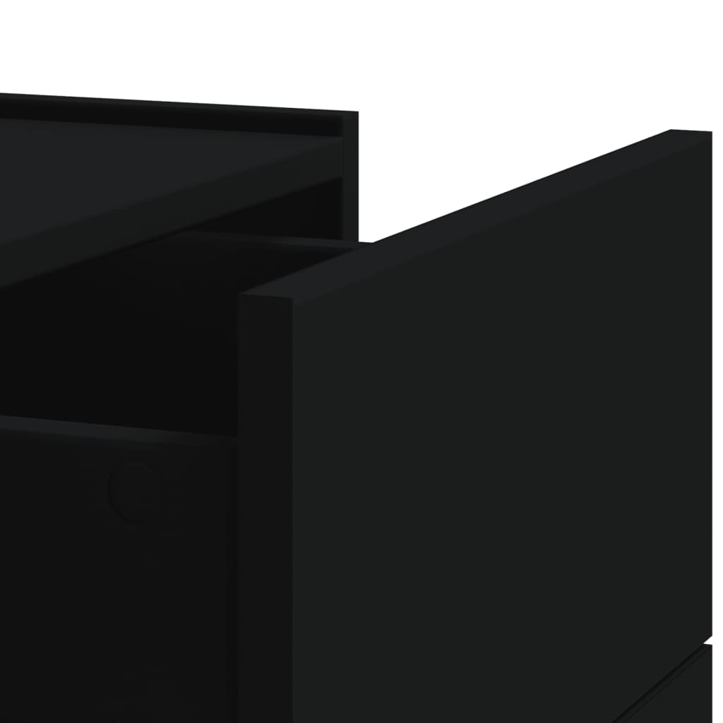 Set of 2 Black Wall-Mounted Bedside Cabinets 45x30x35 cm