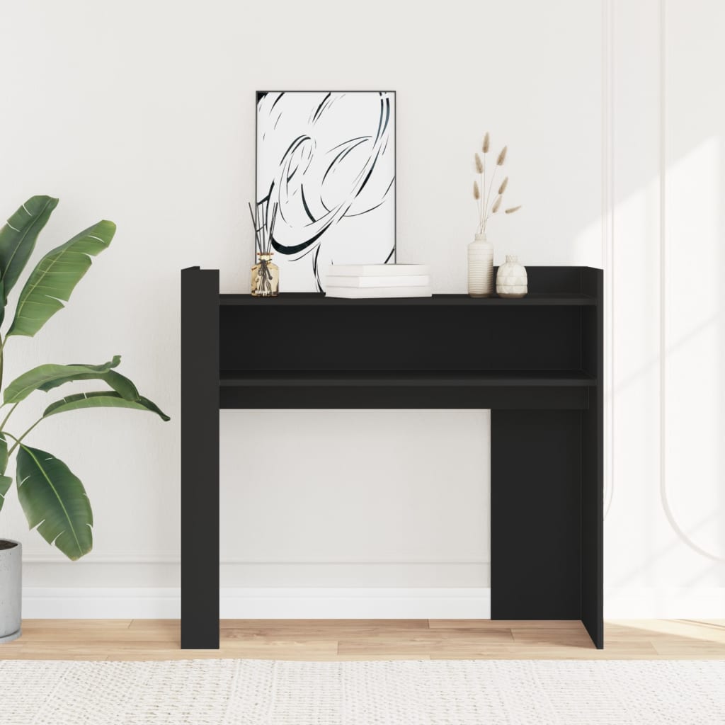 Sleek Black Console Table, Engineered Wood, 100x35x90 cm