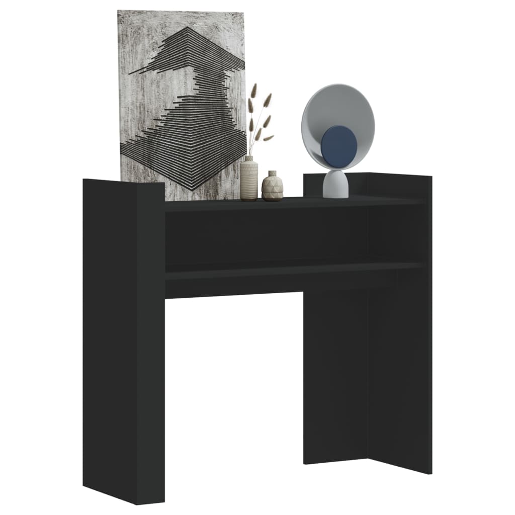 Sleek Black Console Table, Engineered Wood, 100x35x90 cm
