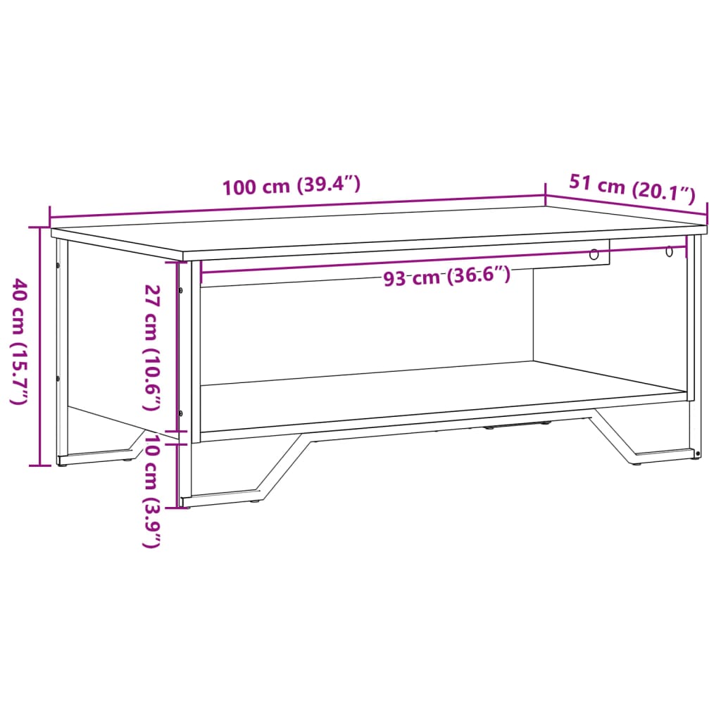 Coffee Table Black 100x51x40 cm Engineered Wood