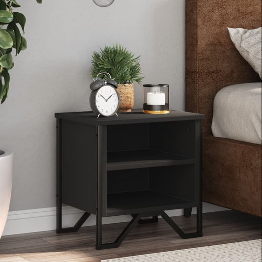 Black Bedside Cabinet 40x30x40cm - Engineered Wood