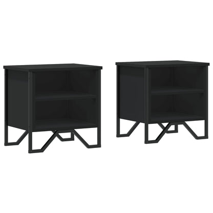 Set of 2 Black Engineered Wood Bedside Cabinets 40x30x40 cm