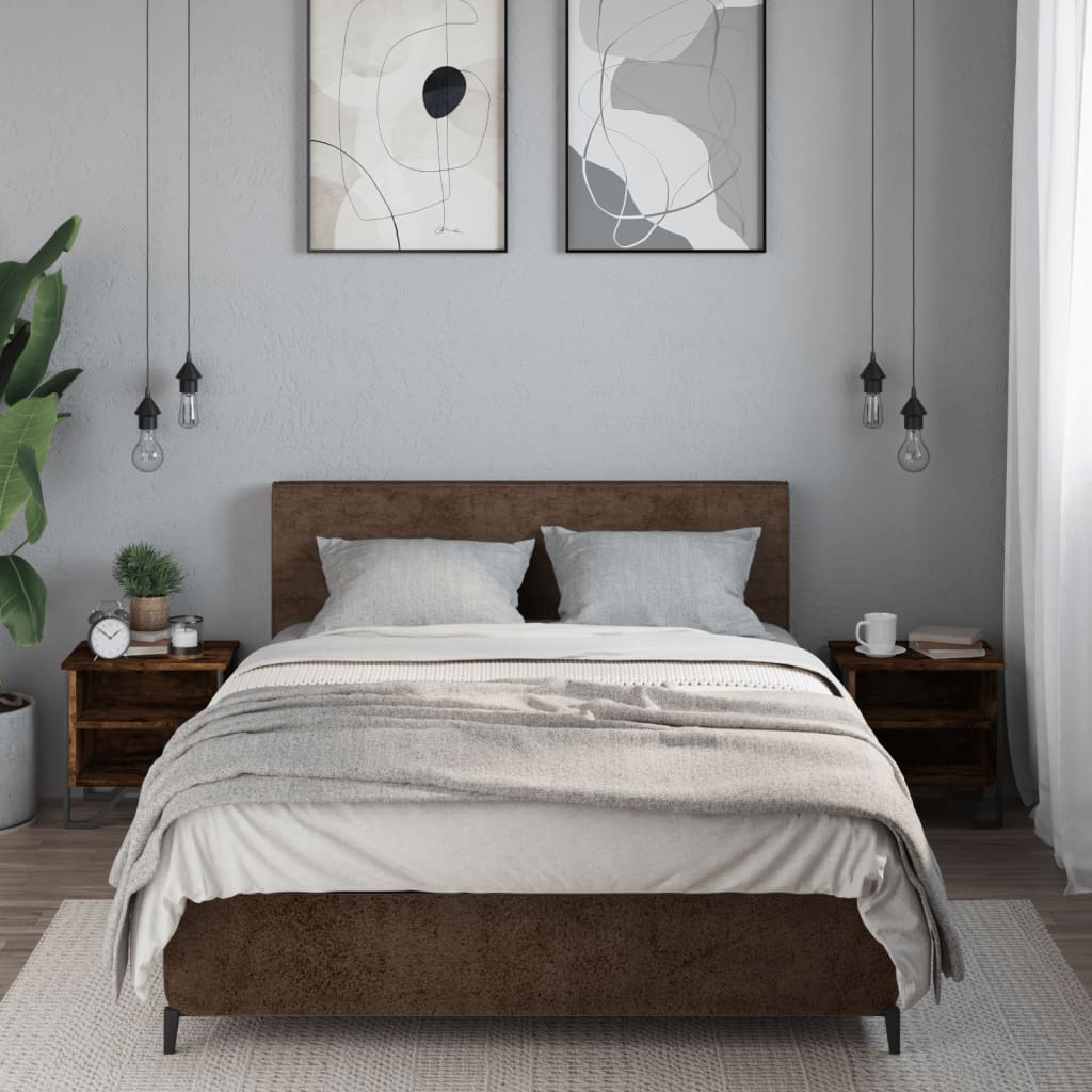 Smoked Oak Bedside Cabinets - Set of 2, 40x30x40 cm