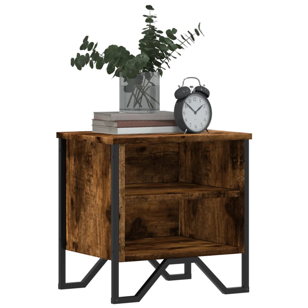 Smoked Oak Bedside Cabinets - Set of 2, 40x30x40 cm