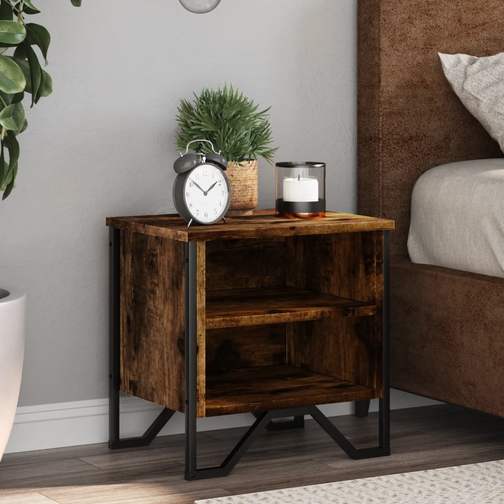 Smoked Oak Bedside Cabinets - Set of 2, 40x30x40 cm