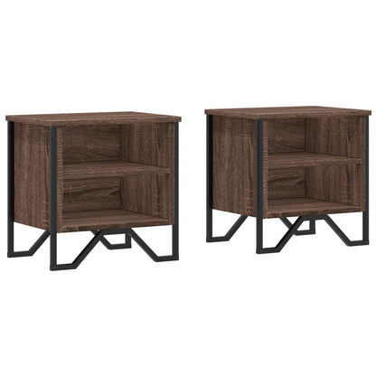 Brown Oak Bedside Cabinet Set of 2, Engineered Wood, 40x30x40 cm